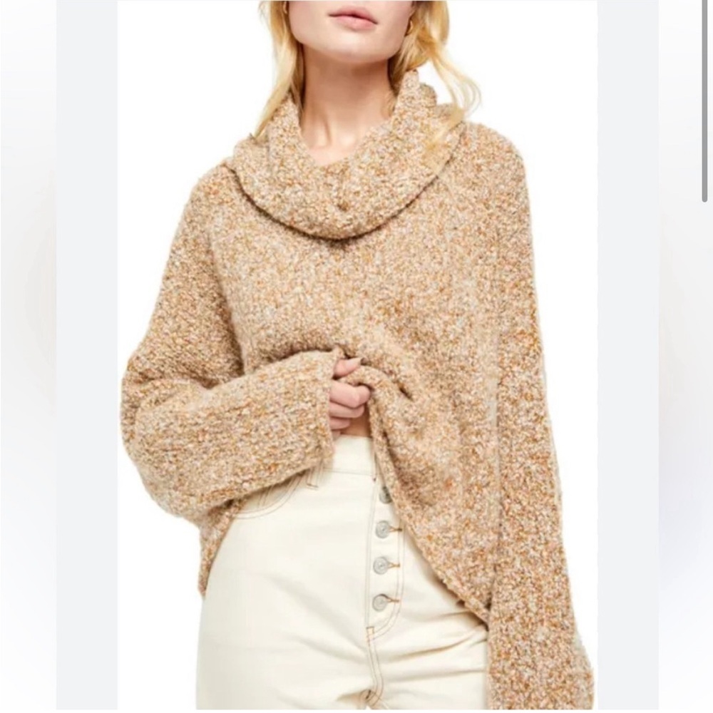Free people bff brown cowl neck sweater medium Boho